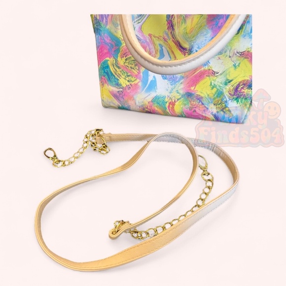 Betsey Johnson Psychedelic Watercolor Mini Tote w Crossbody Strap Pre-Loved - Picture 5 of 12